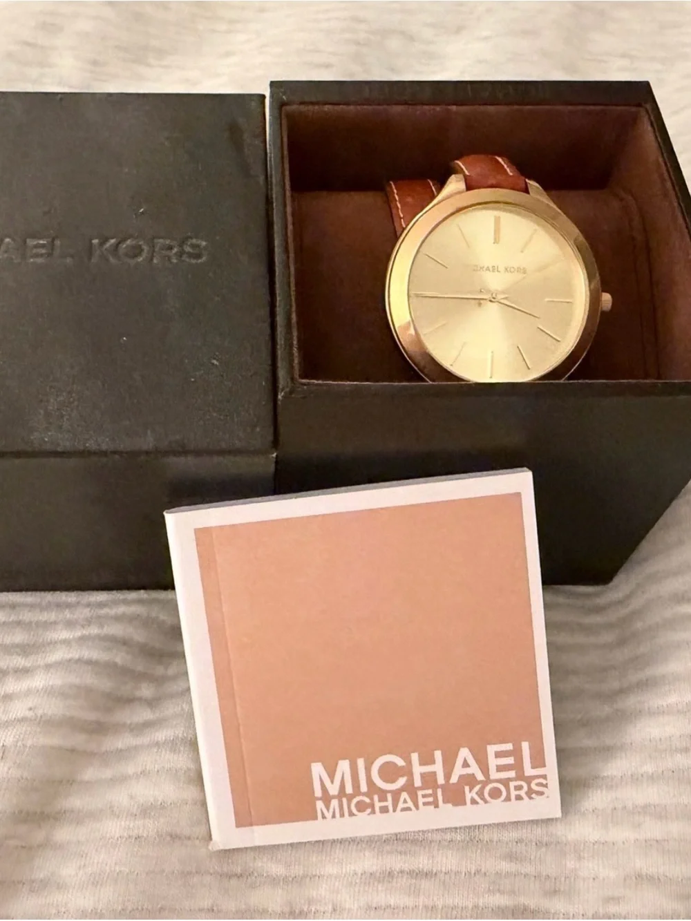 Michael Kors Cross Leather Strap Watch